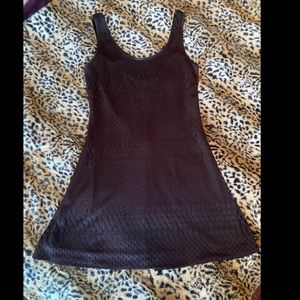 Mica black A-line mini dress w/lace overlay. Excellent condition.